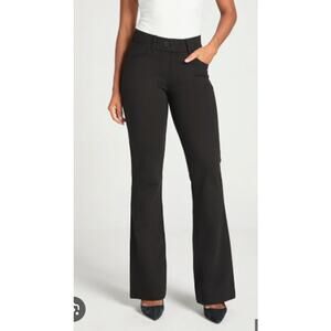 BETABRAND Small Petite Black Office Pant Pull On Work Stretchy Bootcut Belt Loop
